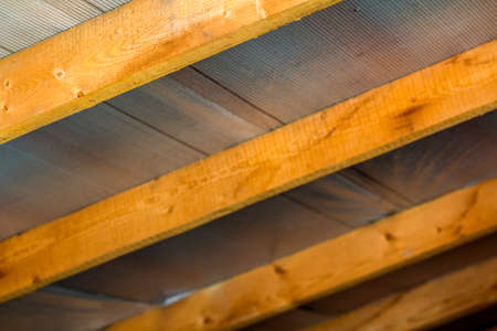 Wooden boards, elements of construction of a roofの写真素材