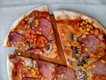 Pizza in restaurantの写真素材