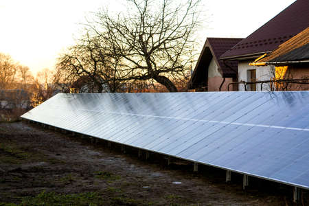 Row of solar electric panels for producing electricity