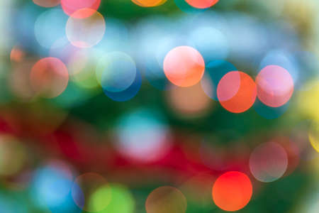 New Year pine tree lights blurred bokeh background