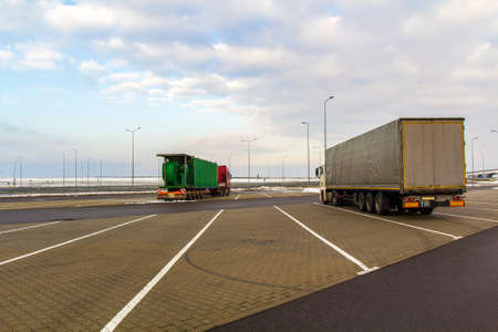 Big cargo truck parked on a parking lot