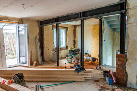 Mainz, Germany - November 12, 2017: Interior of old house during renovation workのeditorial素材
