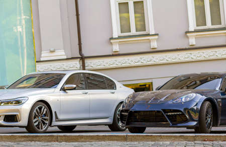 Kyiv, Ukraine - November 12, 2017: Luxury expensive cars on a parking lotのeditorial素材