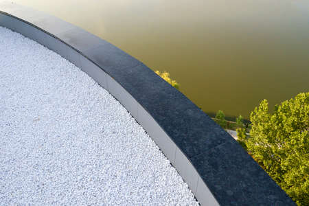 Detail of granit elements of new building under construction.
