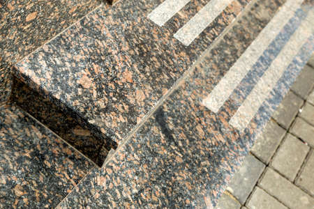 Detail of a house facade. New granite stairs.の写真素材