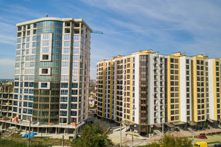 High residential apartment building under construction. Real estate development.の写真素材