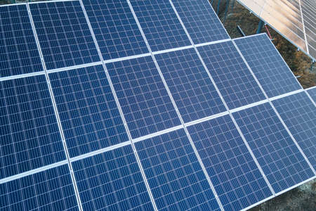 Solar photovoltaic panels for producing of clean ecological electrical energy mounted on backyard...
