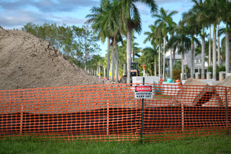 Protective barrier at construction site for safety restriction