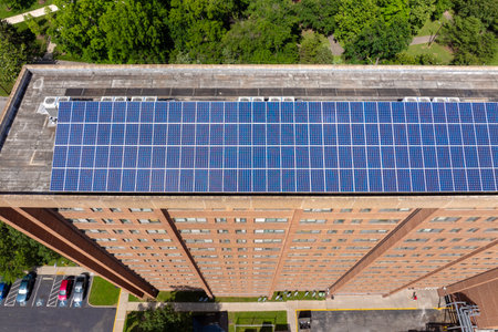 Autonomous building with photovoltaic rooftop covered with solar panels for producing of clean...
