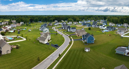 Spacious new single family homes in upstate New York residential area. Real estate development in american suburbsの写真素材
