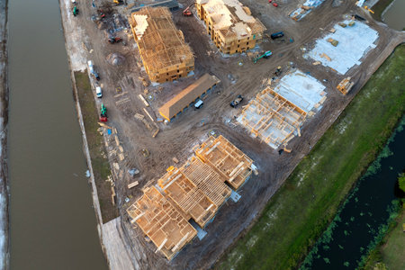 New apartment buildings under construction in North Port, Florida. Development of residential housing in US suburbs. Real estate market in the USAの写真素材