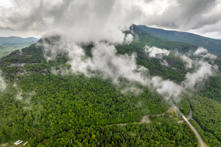 Grandfather Mountain in North Carolina Appalachian mountains in summer season. Summertime landscape of beautiful natureの写真素材