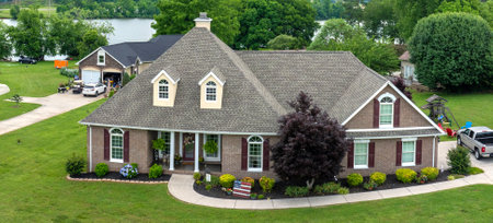 Premium housing development in the USA. Expensive houses in rural Tennesseeの写真素材