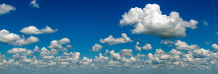 Florida weather in summer rain season. Blue sky with white clouds. Bright skyscape