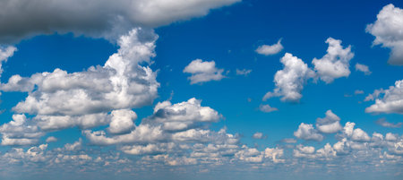 Rain clouds forming on blue Florida sky. Colorful summer skyscape