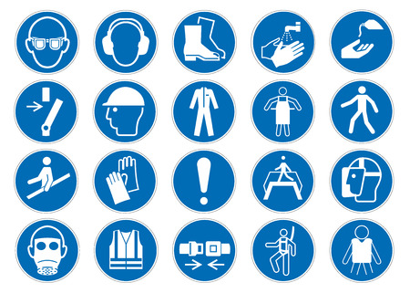 Mandatory sign DIN 7010 vector collection isolated on white backgroundのイラスト素材
