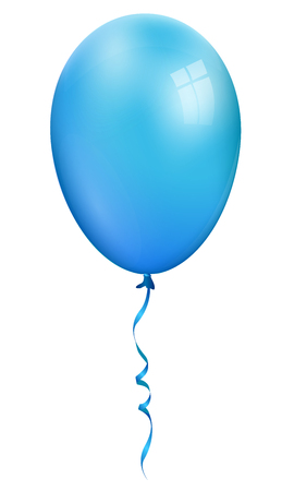 Single realistic blue 3d balloon isolated on white backgroundのイラスト素材