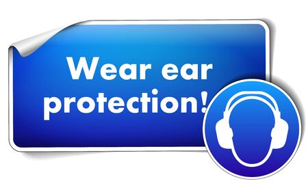 Wear protection sticker with sign isolated on white backgroundのイラスト素材