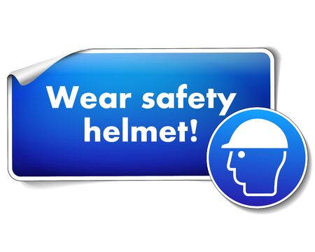 Wear safety helmet protection sticker isolated on white backgroundのイラスト素材
