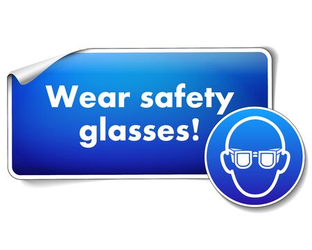 Wear safety sign with sticker isolated on white backgroundのイラスト素材
