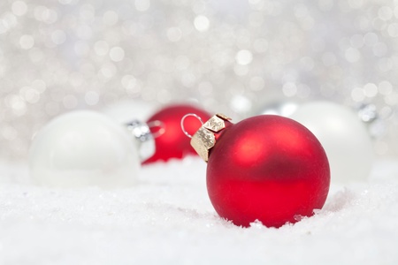 Best elegant Christmas background with red baubles の写真素材