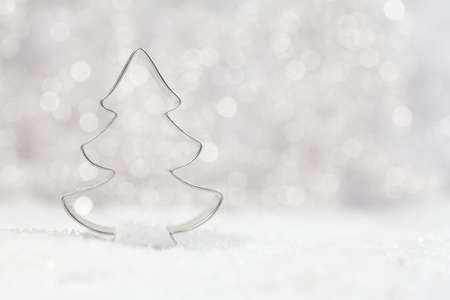 metal tree cookie cutter with beautiful background の写真素材
