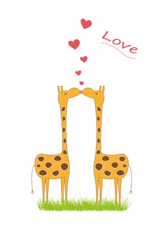 giraffe loveのイラスト素材