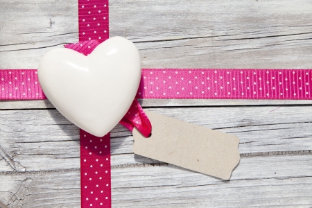 Heart over wooden の写真素材