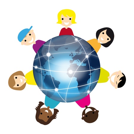 Children with earthのイラスト素材