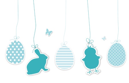 Set of blue easter hangtagsのイラスト素材