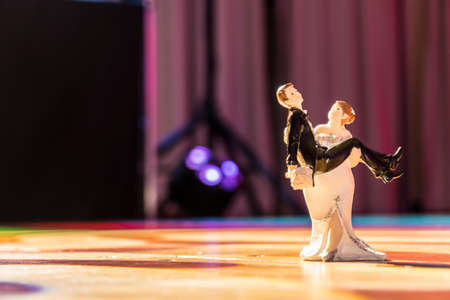 Wedding couple dancing on the dance floor during the wedding celebrationの写真素材