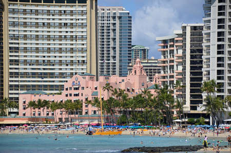Waikiki Beach, Ohau, Hawaiiのeditorial素材
