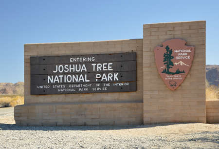 Entrance to Joshua Tree National Park, Californiaの写真素材