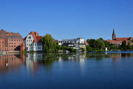 Skyline of the Old Town of Brandenburg at the River Havel