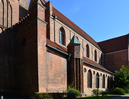 Historical Catdedral in the Old Town of Brandenburg at the River Havelの写真素材