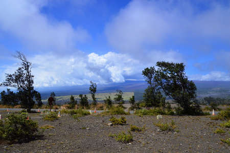 Volcanic Lava Landscape in Volcanoes national Park on Big Island, Hawaiiの写真素材