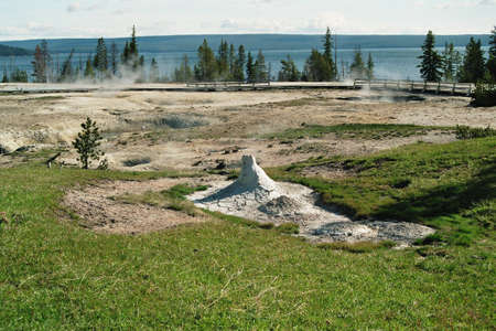 Hydrothermal Volcanic Landscape in Yellowstone National Park, Wyomingの写真素材