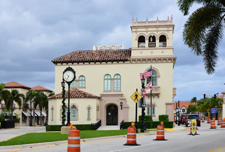 Street scene in downtown West Palm Beach at the Atlantic, Floridaのeditorial素材