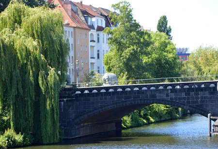 Bridge over the River Spree in the Neighborhood Moabit, Tiergarten, Berlinの写真素材