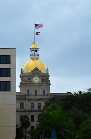 Historical Building in the Old Town of Savannah, Georgiaの写真素材