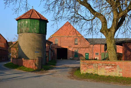Historical Farm in Spring in the Village Doerverden, Lower Saxonyのeditorial素材