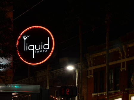Night Scene in the Historical Neighborhood, Ybor City, Tampa, Floridaのeditorial素材