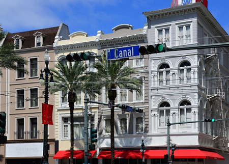 Street scene in downtown New Orleans, Louisianaの写真素材