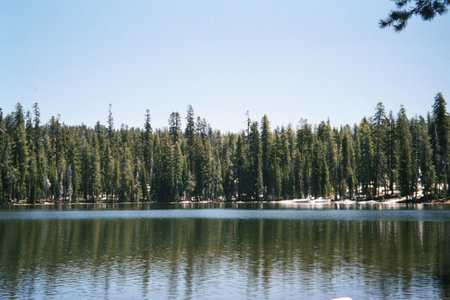 Lake in Lassen Volcanic National Park, Californiaの写真素材