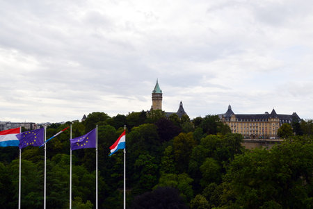 Panorama at the Constitution Square in the Capital of Luxembourgの写真素材