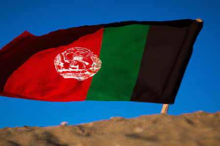 Afghan Flag in Desert Landscapeの素材
