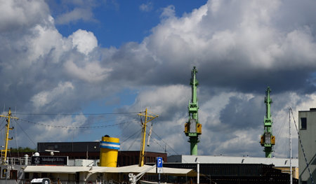 Cranes in the Fishing Port in the Town of Bremerhaven, Germany