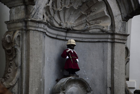 Manneken Pis in the Old Town of Brussels, the Capital of Belgiumの写真素材