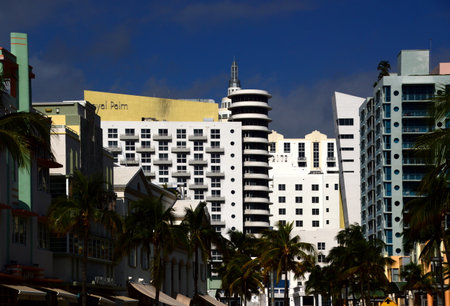 Art Deco District in Miami South Beach, Floridaの写真素材