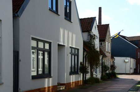 Historical Buildings in the Old Town of Eckernfoerde at the Baltic Sea, Schleswig - Holsteinの写真素材
